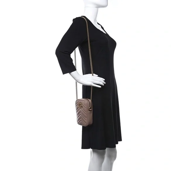 Gucci Mini GG Marmont Crossbody Bag in Nude Rose NEW - Picture 2 of 10